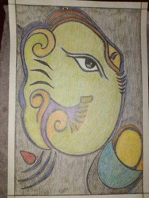 Nidhi Takur; Pencil Sketch, 2016, Original Drawing Pencil, 16 x 11 inches. Artwork description: 241 God Ganesha...