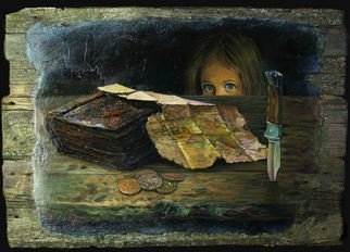 Sergey Lesnikov, 'Old Map', 2015, original Painting Oil, 80 x 58  x 4 inches. Artwork description: 1758 Oil painting, old wood...