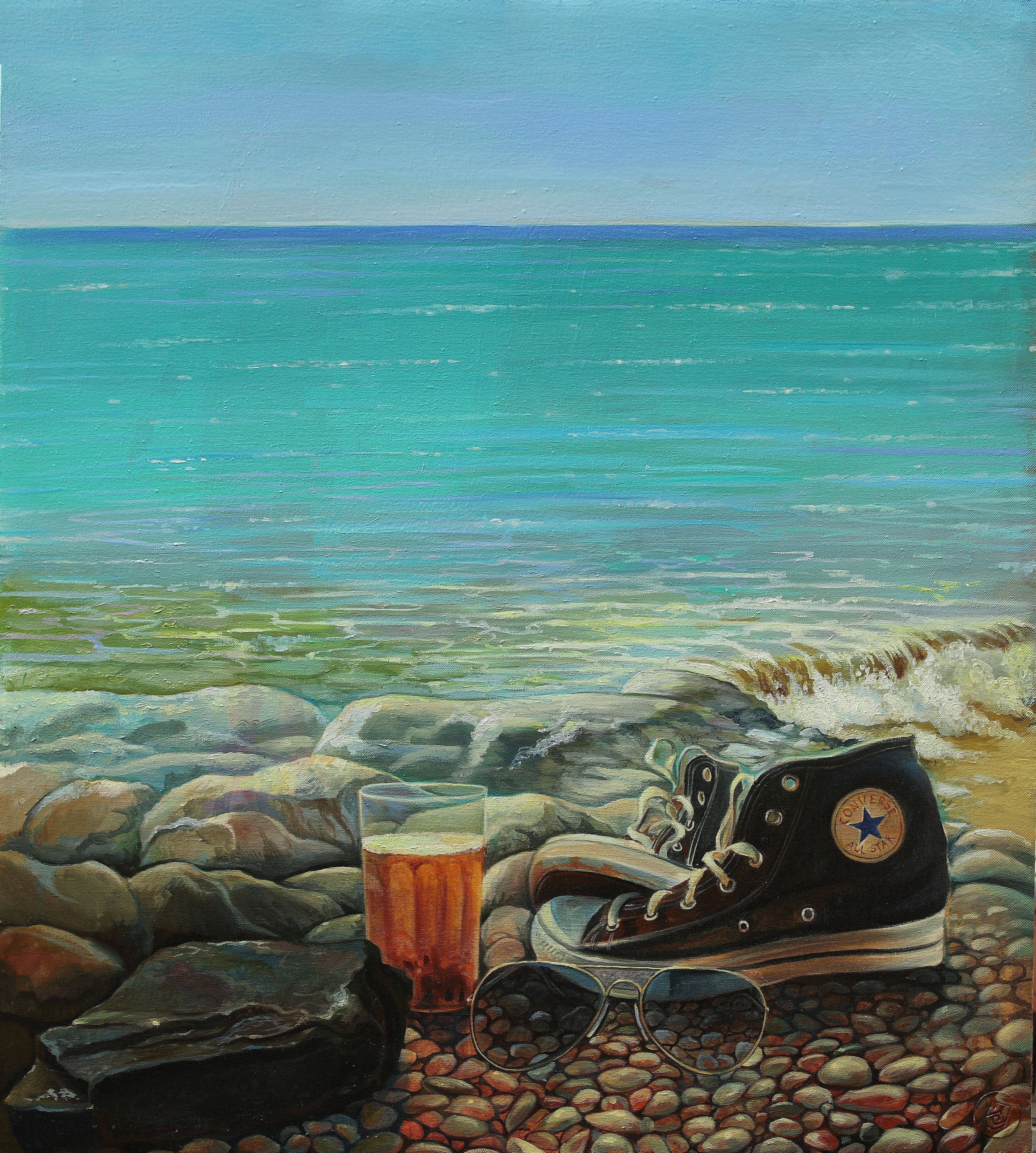 Sergey Lesnikov; Perfect Beach, 2020, Original Painting Oil, 95 x 85 cm. Artwork description: 241 Summer dream, oil on canvas variant...