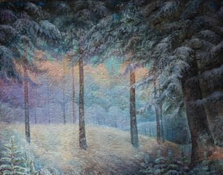 Sergey Lesnikov; Winter, 2018, Original Painting Oil, 109 x 85 cm. Artwork description: 241 Winter fantasy, pastose oil on convas...