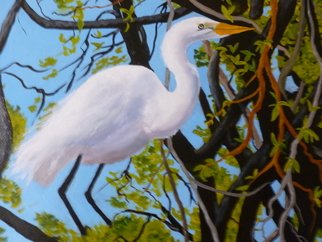 Marilyn Domilski; Great White Heron, 2021, Original Painting Oil, 12 x 16 inches. Artwork description: 241 Great White Heron is a majestic large bird found in the southern US.  This painting is oil on canvas painted with the best artist oils. ...