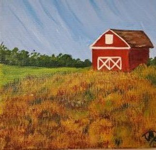 Marilyn Domilski; Red Barn, 2021, Original Painting Oil, 6 x 6 inches. Artwork description: 241 Red Barn...