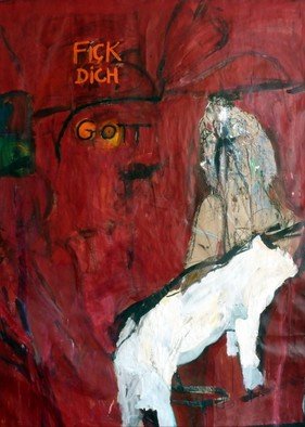 H Schlagen; Fick Dich Gott, 2012, Original Painting Other, 140 x 190 cm. Artwork description: 241   Hiob                          ...