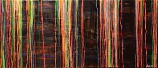 Nora Franko; Curtain Of Colors, 2016, Original Painting Oil, 71 x 30 inches. Artwork description: 241 Original Oil Painting on Gallery Wrapped Canvas. Joyfull rain andhappiness over dark matter...