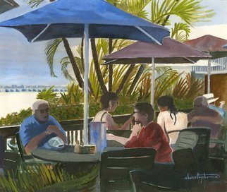 William Christopherson; Lunching Snowbirds Fort Myers, 2009, Original Watercolor, 22 x 16 inches. Artwork description: 241 Northerners who flock to the Florida coasts to escape the rugged winter are known as  Snowbirds  to the Flrorida locals. Painted by the artists during an art sabatical to Fort Myers Beach. This artwork is professionally framed and securely shipped USPS Priority. ...