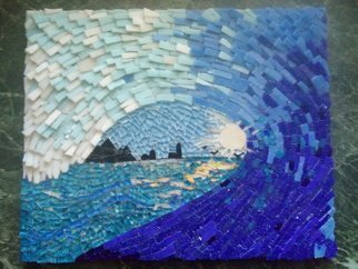 Natalija Zabav; The Forse Of Nature Water, 2018, Original Mosaic, 34 x 28 cm. Artwork description: 241 The picture is one of the elements - this is water. It shows us in all our power and reminds us at the same time that we should not play God anymore. For she - water - is mighty.It is made of mosaic glass, mirrors, stained glass...