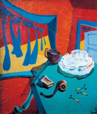 Oleg Danilyants; Still Life In The Orange Room, 1991, Original Painting Oil, 90 x 105 cm. 