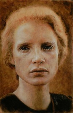 Ron Ogle; Ms Chastain, 2017, Original Painting Oil, 9 x 12 inches. Artwork description: 241 Realism...
