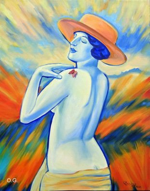 Oksana Grineva; Orange Hat, 2013, Original Painting Oil, 24 x 30 inches. Artwork description: 241  Figurative, female, contemporary, original, giclee, prints ...