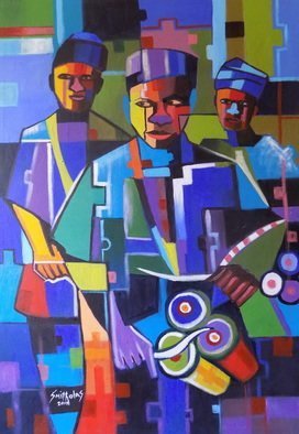 Smith Olaoluwa; Abstract Drummer, 2020, Original Painting Acrylic, 30.1 x 38.1 inches. Artwork description: 241 TitleAbstract Bata DrummerArtistOlaoluwa SmithMediumPainting - Acrylic On CanvassDescriptionAbstract Bata Drummer...