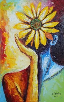 Smith Olaoluwa; Sunflower Ladybug, 2019, Original Painting Acrylic, 20.1 x 30.1 inches. Artwork description: 241 Title Sunflower Ladybug Artist Olaoluwa Smith Medium Painting - Acrylic On Canvass...