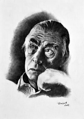 Alexander Boytsov; Erich Maria Remarque, 2021, Original Drawing Charcoal, 30 x 42 cm. Artwork description: 241 2021 A(c) D. Boytsov42 x 30 cm. The work is signed by the author.Charcoal on high- quality white paper  GoZnak   density 200 gr. .The drawing has been treated with a graphic arts fixer.No additional design. I ll send you this picture in a sandwich pack - in ...