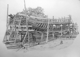 Alexander Boytsov; Ship Carpenters, 2021, Original Drawing Graphite, 60 x 42 cm. Artwork description: 241 2021 A(c) D.  Boytsov42 x 60 cm.  The work is signed by the author.Graphite pencil7H- 8BKOH- I- NOOR, on high- quality white paperGoZnak density 200 gr.  .The drawing has been treated with a graphic arts fixer.No additional design.  I ll send you this picture in a ...