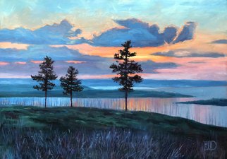 Olga Hodukova; Sunset, 2021, Original Painting Oil, 70 x 50 cm. Artwork description: 241 Unity with nature, pacification...