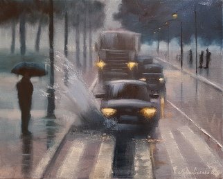 Olga Mihailicenko; Bad Weather, 2019, Original Painting Oil, 50 x 40 cm. Artwork description: 241 19. 6x15. 7x0. 6 inches.  One of a kind work.  Signed front and back.  Sold with certificate of Authenticity.  Painted on gallery wrapped canvas with the highest quality professional oil colours.  Sold with a simple light grey wooden frame.  This painting will be professionally packaged for safe ...