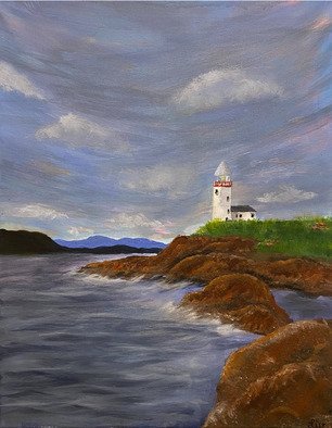 Olivia Mailloux; Untitled, 2021, Original Painting Acrylic, 18 x 24 inches. Artwork description: 241 lighthouse on cliff...