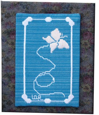 Lisbet Olin-Ranstam; Butterfly, 2006, Original Fiber, 35 x 45 cm. Artwork description: 241 Wallhanging, handwoven in Scandinavian double- weft and mounted on a cloth- covered frame ...
