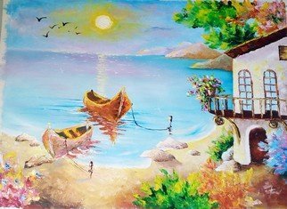 Asia Djibirova; The House On A Greek Sea, 2019, Original Painting Oil, 100 x 70 cm. Artwork description: 241 Original oil painting, one of a kind. Painted in oil technique of stretched canvas, which is ready to hang on the wall. The work is not framed. All my paintings have a certificate of autenticyty and are stamped with my personal stamp on the back of the ...