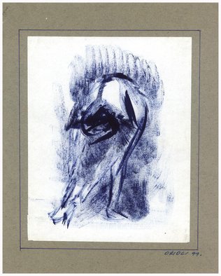 Dario Raffaele Orioli; Croquies 8, 1977, Original Drawing Ink, 21 x 15 cm. 