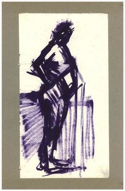 Dario Raffaele Orioli; Croquies 9, 1977, Original Drawing Ink, 21 x 12 cm. 