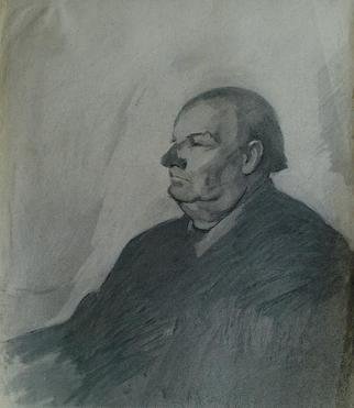 Dario Raffaele Orioli; Portrait 5, 1977, Original Drawing Charcoal, 70 x 100 cm. 