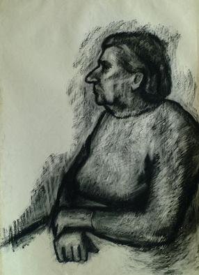 Dario Raffaele Orioli; Portrait 7, 1976, Original Drawing Charcoal, 70 x 100 cm. Artwork description: 241 Thise portrait I work wery hardly , on white whatercolours papier ...