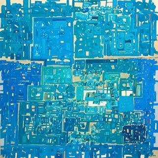 Cesar Veloso; Bairro Azul, 2004, Original Painting Acrylic, 100 x 100 cm. Artwork description: 241 Acrylic on canvas...