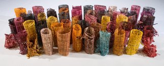 Elena Osterwalder; City Scene, 2008, Original Installation Indoor, 123 x 16 inches. Artwork description: 241  65 pieces of dyed amate paper fastened with clothespins to form cylinders  ...