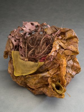 Elena Osterwalder; La Canasta, 2009, Original Sculpture Other, 30 x 30 cm. Artwork description: 241  Hand made paper, amate, hemp, cotton cloth , dyed in organic colors. ...