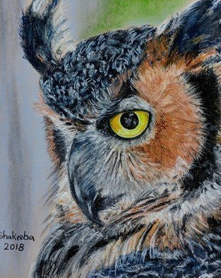 Shakeeba Waseh; Owl1, 2018, Original Pastel, 7 x 9 inches. 