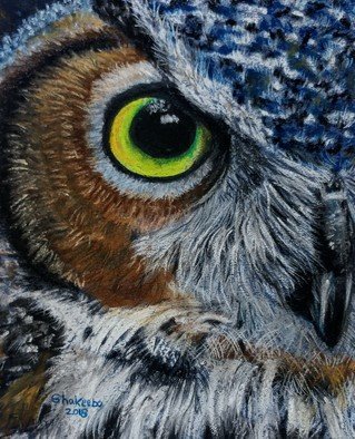 Shakeeba Waseh; Owl3, 2018, Original Pastel, 7 x 9 inches. 