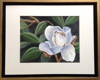 Pamela Van Laanen, 'Blessing', 2014, original Painting Acrylic, 9 x 7  x 1 inches. Artwork description: 2307    Original acrylic on paper single magnolia blossom.  Matted to 11x14