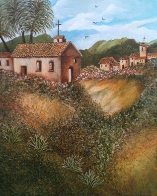 Pamela Van Laanen, 'Capella Di Collina Fiori', 2011, original Painting Acrylic, 16 x 20  x 1 inches. Artwork description: 3099   Landscape featuring a chapel on a flowered hillside in Italy           ...