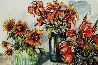 Pamela Van Laanen, 'Fireworks', 2010, original Watercolor, 16 x 20  inches. Artwork description: 3891  Floral, tulips, lilies, sunflowers, still life, floral, tulips, lilies  ...