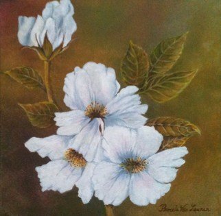 Pamela Van Laanen, 'Rock Roses', 2012, original Painting Acrylic, 12 x 12  x 1 inches. Artwork description: 3099  Paper white rock roses painted on a softly blended, mottled background                  ...
