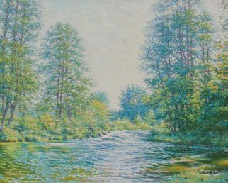 Petr Parkhimovitch; Playful Water, 2018, Original Painting Oil, 75 x 60 cm. Artwork description: 241 river, sun, waves, shine, morning...