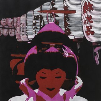 Pasquale Pacelli; Geiko Of Gion, 2017, Original Painting Acrylic, 100 x 100 cm. Artwork description: 241 In the oldest district of Kyoto thewoman of art , after spending time in the Ochaya that represents that secluded and private world of tea rooms, makes his return home by touching the face with hands, while Gion Kobu s lanterns illuminate the twilight. ...
