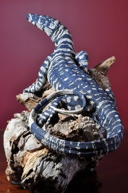 Roger Hjorleifson; You Are In My Light, 2011, Original Sculpture Ceramic, 35 x 39 cm. Artwork description: 241   Clay sculpture of a Lace monitor mounted on a mallee stump.  ...