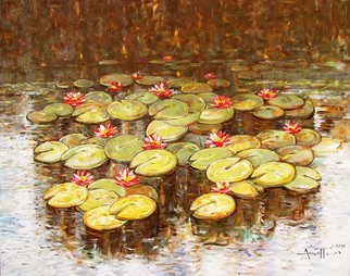 Angel Patchamanov; Water Lilies 51, 2014, Original Painting Oil, 92 x 73 cm. Artwork description: 241                 From Cycles Water Lilies              ...