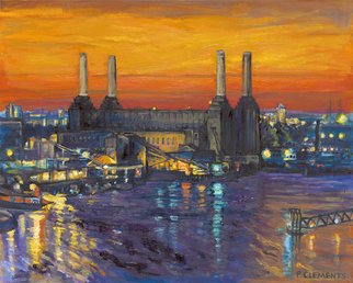 Patricia Clements; Battersea Power Station , 2010, Original Printmaking Giclee, 24 x 19 inches. Artwork description: 241  Battersea Power Station at night   ...