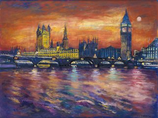 Patricia Clements; Houses Of Parliament, 2009, Original Printmaking Giclee, 22 x 16.5 inches. Artwork description: 241  Houses of Parliament by River Thames at sunset  ...