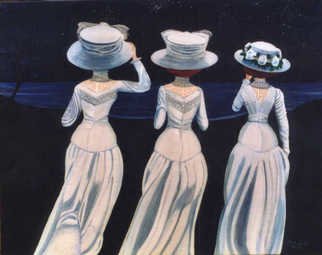 Patrick Lynch; The First Night Of Autumn, 2006, Original Painting Acrylic, 28 x 22 inches. Artwork description: 241  Mysterious ladies from the turn of the 20th Century stride towards a lake in the heart of night. ...