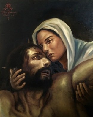 Paul Armesto; Pieta, 2018, Original Painting Oil, 31 x 39 inches. Artwork description: 241 PietA  - Original painting by Paul Armesto. ...