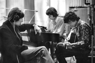 Paul Berriff; Pink Floyd Abbey Road, 1967, Original Photography Black and White, 32 x 22 inches. Artwork description: 241  Pink Floyd in a recording session at Abbey Road Studios in London 1967.  They were recording Scarecrow for their first album Piper At The Gates of Dawn.  This is a limited edition and is signed on the verso by photographer Paul Berriff with limited edition number and ...