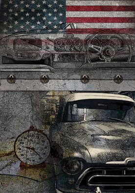 PaulDavid Redfern; American Dreaming Time, 2020, Original Digital Art, 42 x 60 cm. Artwork description: 241 The MotoringArt series, also published on Classic Wheels, is dedicated to the world of historic cars from the  italian Topolino to the American Hot Rods of the Sixties.  Some works from the series are at the Moca virtual museum in New York State. ...
