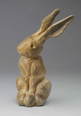 Paul Orzech; Peter Rabbit, 2006, Original Sculpture Bronze, 5 x 10 inches. Artwork description: 241  Peter Rabbit is a fun representation of the many rabbits the artist found playing and eating in his parents back yard.  The resting rabbit, with it perked ears, is vigilant for any threat that may approach. i? 1/2 A carved wood looking patinai? 1/2 was applied to this piece.  If ...