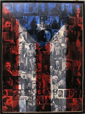 Pedro Martin De Clet; La Bandera De Puerto Rico, 2004, Original Collage, 48 x 60 inches. Artwork description: 241 Mixed- Media collage on Yuca board. . . ...