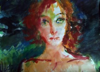 Andrey Klyuiko; Redhead Girl, 2019, Original Paper, 83 x 58 cm. Artwork description: 241 Summer impression. ...