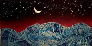 Yuriy Pestov; Canaan, 1999, Original Printmaking Other, 81 x 38 cm. Artwork description: 241 This is collagraph with mixed media. When I was on the site I was impressed by the wonderfull bare mountains and infinite stars. A peace of local cloth served perfectly for the lower part....
