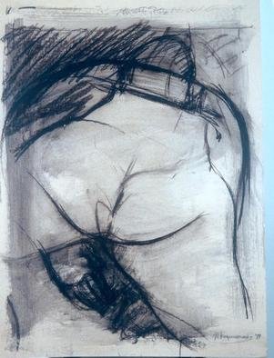 Petros Karystinos; Without, 1991, Original Drawing Charcoal, 70 x 50 cm. 